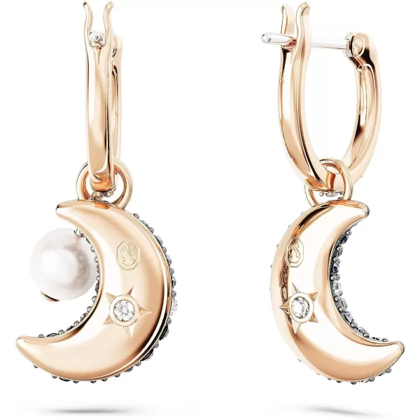 Swarovski Luna Asymmetrical Drop Earrings Crescent Moon Motif with Dark Pav Stones in Rose GoldTone Finish Part of the Swarovski Luna CollectionSwarovski Luna Asymmetrical Drop Earrings Crescent Moon Motif with Dark Pav Stones in Rose GoldTone Finish Part of the Swarovski Luna Collection