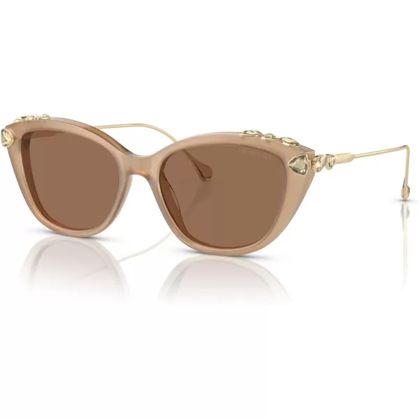 Swarovski Womens Sk6010 Cat Eye SunglassesOpal BeigeBronze