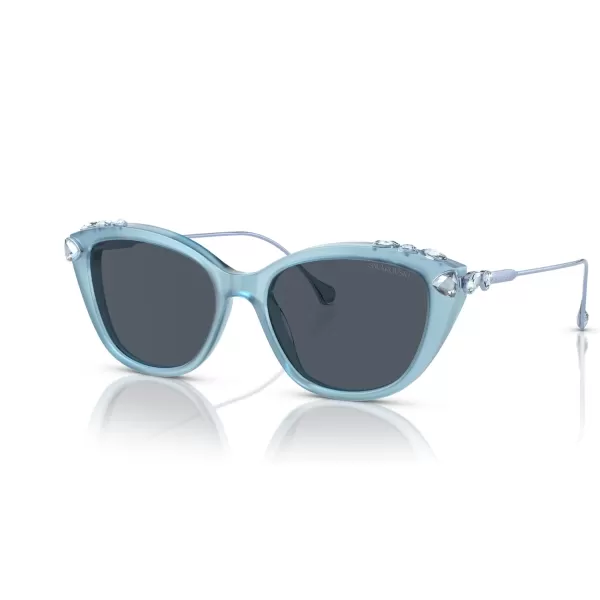 Swarovski Womens Sk6010 Cat Eye SunglassesOpal Light BlueDark Grey