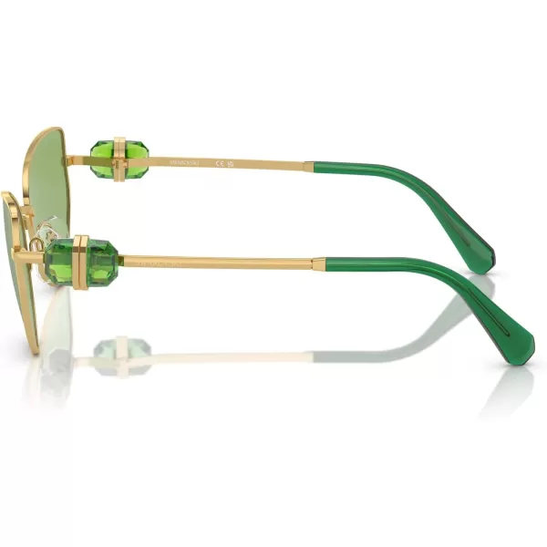 Swarovski Womens Sk7003 Butterfly SunglassesGoldDark Green