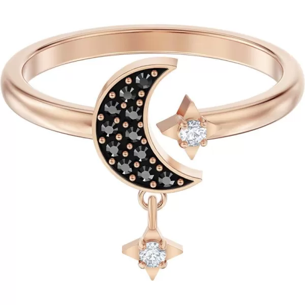 SWAROVSKI Womens Symbolic Moon Ring Collection Rose Gold Tone Finish Black Crystals Clear CrystalsSWAROVSKI Womens Symbolic Moon Ring Collection Rose Gold Tone Finish Black Crystals Clear Crystals