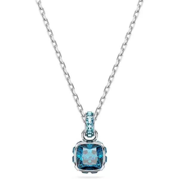 Swarovski Birthstone pendant Square cut December Blue Rhodium FinishedSwarovski Birthstone pendant Square cut December Blue Rhodium Finished