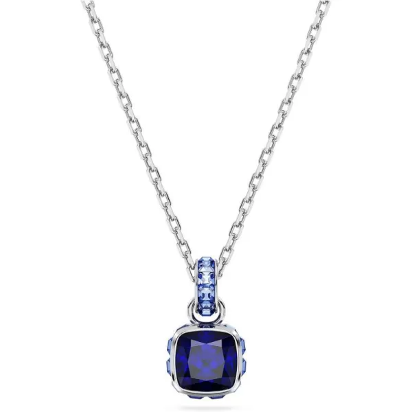 Swarovski Birthstone pendant Square cut September Blue Rhodium FinishedSwarovski Birthstone pendant Square cut September Blue Rhodium Finished