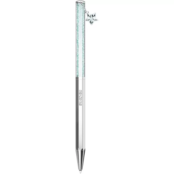 SWAROVSKI Crystalline Ballpoint Pen Chrome Finish with Light Blue Crystals and Hanging Star Charm Part of the Crystalline CollectionBlue