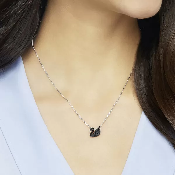 SWAROVSKI Iconic Swan Crystal Necklace Jewelry CollectionBlack Crystals Necklace