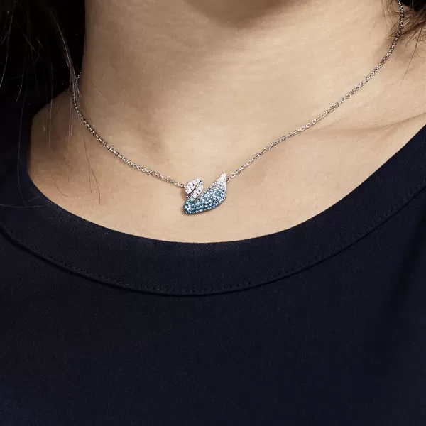 SWAROVSKI Iconic Swan Crystal Necklace Jewelry CollectionBlueClear Crystals Necklace