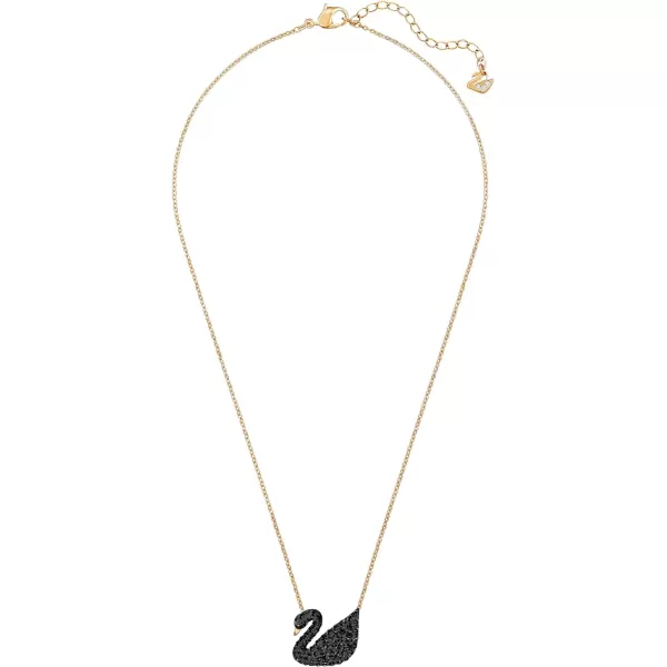 SWAROVSKI Iconic Swan Necklace and Earrings Collection Rose Gold Tone Finish Black CrystalsSingle Swan Necklace