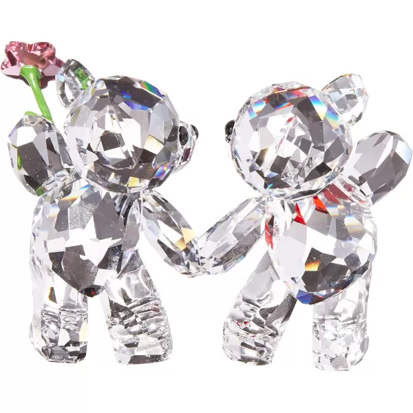 SWAROVSKI Kris Bear 30th Anniversary Figurine Set 4 Small Bears in Pink Green Yellow and Blue Crystal Part of The Kris Bear CollectionHappy Together