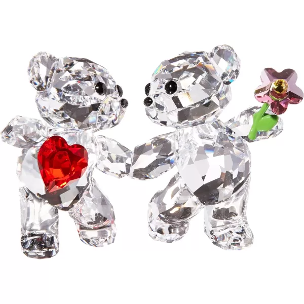 SWAROVSKI Kris Bear 30th Anniversary Figurine Set 4 Small Bears in Pink Green Yellow and Blue Crystal Part of The Kris Bear CollectionHappy Together