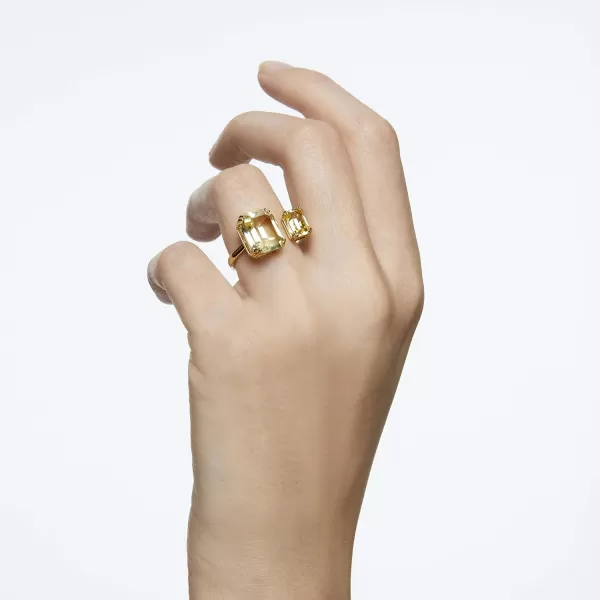 SWAROVSKI Millenia Open Ring Jewelry Collection Gold Tone Finish Yellow Square Cut CrystalsSWAROVSKI Millenia Open Ring Jewelry Collection Gold Tone Finish Yellow Square Cut Crystals