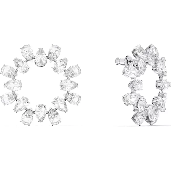 SWAROVSKI Millenia Pierced Hoop Earring Collection Rhodium Finish Clear CrystalsPear Cut Crystals