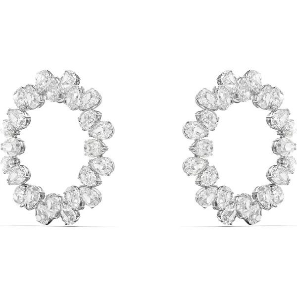 SWAROVSKI Millenia Pierced Hoop Earring Collection Rhodium Finish Clear CrystalsTear Drop Crystals