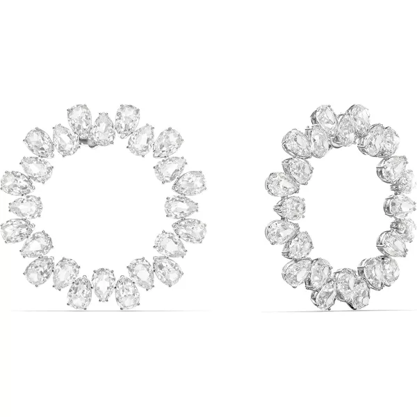 SWAROVSKI Millenia Pierced Hoop Earring Collection Rhodium Finish Clear CrystalsTear Drop Crystals