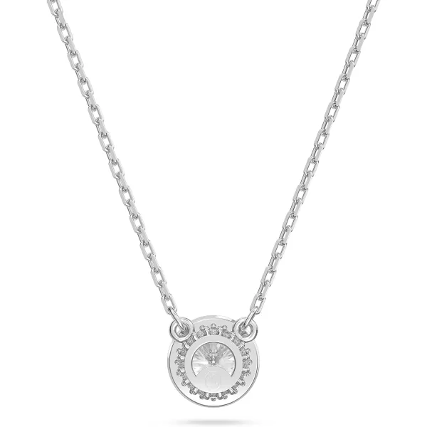 Swarovski Angelic Pendant with Circular Clear Crystal and Clear Crystal Pav on a Rhodium Plated ChainNEW Pendant Necklace