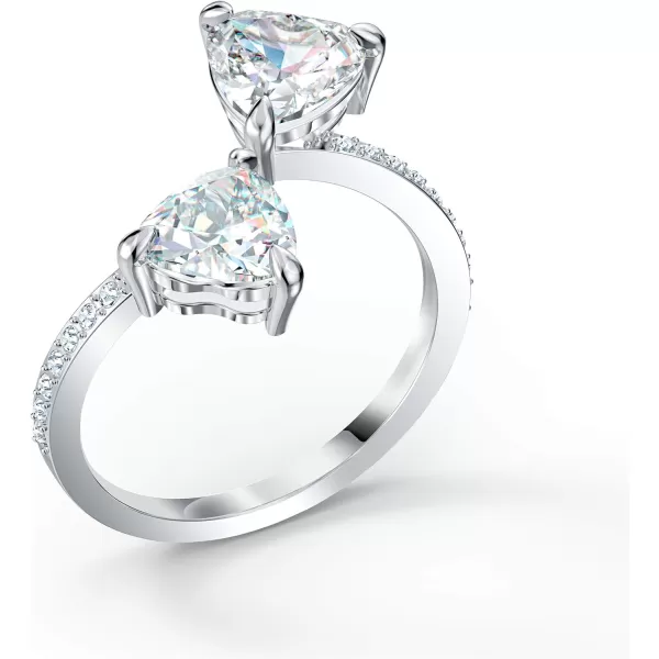 Swarovski Attract Soul Double Heart Ring Collection Rhodium Finish Clear CrystalsUS 5EU 50