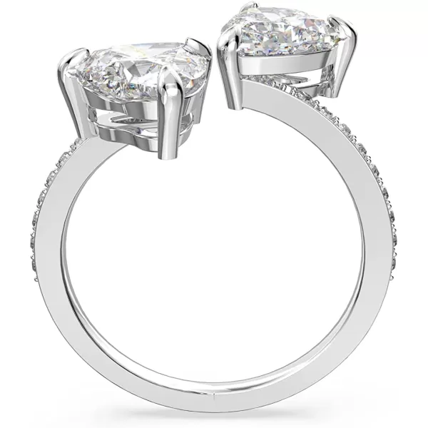 Swarovski Attract Soul Double Heart Ring Collection Rhodium Finish Clear CrystalsUS 6EU 52