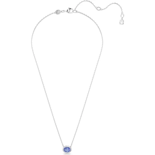 Swarovski Constella Pendant Necklace Blue OvalCut Stone and Clear Pav Crystals in a Rhodium Finished Setting Part of the Constella CollectionSwarovski Constella Pendant Necklace Blue OvalCut Stone and Clear Pav Crystals in a Rhodium Finished Setting Part of the Constella Collection