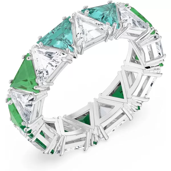 Swarovski Ortyx Ring Jewelry Collection Rhodium Finish Green Crystals Clear CrystalsUS 5EU 50