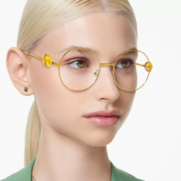 Swarovski Womens Sk1001 Round Prescription Eyewear FramesYellowDemo Lens