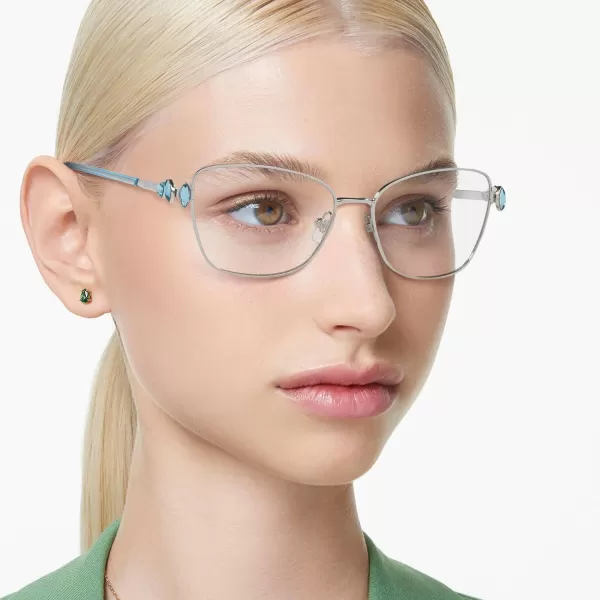 Swarovski Womens Sk1006 Square Prescription Eyewear FramesSilverBlueDemo Lens