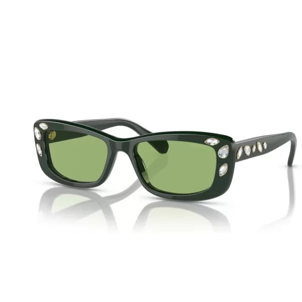 Swarovski Womens Sk6008 Square SunglassesDark GreenDark Green