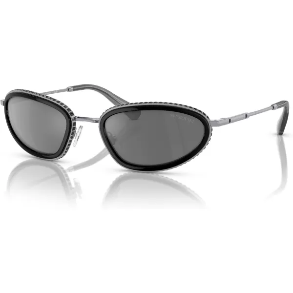 Swarovski Womens Sk7004 Oval SunglassesDark SilverBlackGrey Mirrored Black