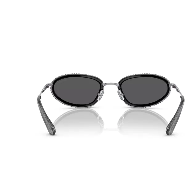 Swarovski Womens Sk7004 Oval SunglassesDark SilverBlackGrey Mirrored Black