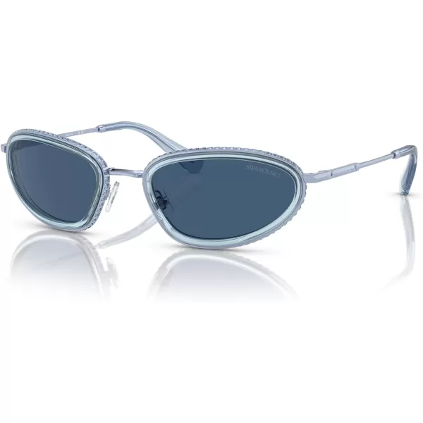 Swarovski Womens Sk7004 Oval SunglassesLight BlueDark Blue