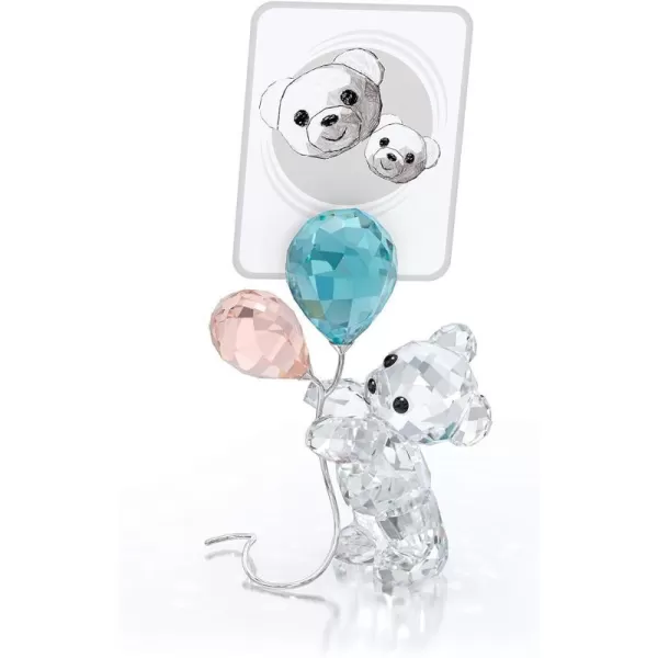 SWAROVSKI Kris Bear 30th Anniversary Figurine Set 4 Small Bears in Pink Green Yellow and Blue Crystal Part of The Kris Bear CollectionPicture Holder