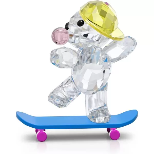 SWAROVSKI Kris Bear 30th Anniversary Figurine Set 4 Small Bears in Pink Green Yellow and Blue Crystal Part of The Kris Bear CollectionSkater Bear