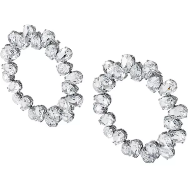 SWAROVSKI Millenia Pierced Hoop Earring Collection Rhodium Finish Clear CrystalsTear Drop Crystals