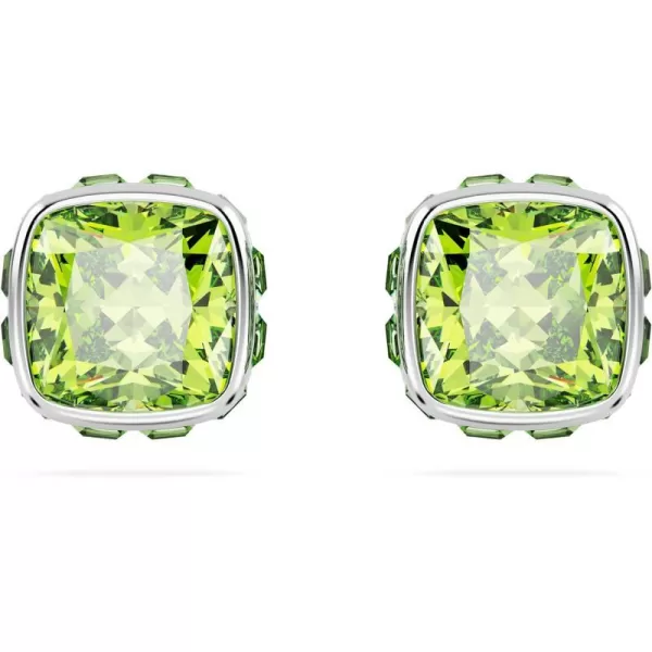 Swarovski Birthstone stud earrings Square cut August Green Rhodium FinishedSwarovski Birthstone stud earrings Square cut August Green Rhodium Finished