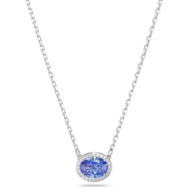 Swarovski Constella Pendant Necklace Blue OvalCut Stone and Clear Pav Crystals in a Rhodium Finished Setting Part of the Constella CollectionSwarovski Constella Pendant Necklace Blue OvalCut Stone and Clear Pav Crystals in a Rhodium Finished Setting Part of the Constella Collection