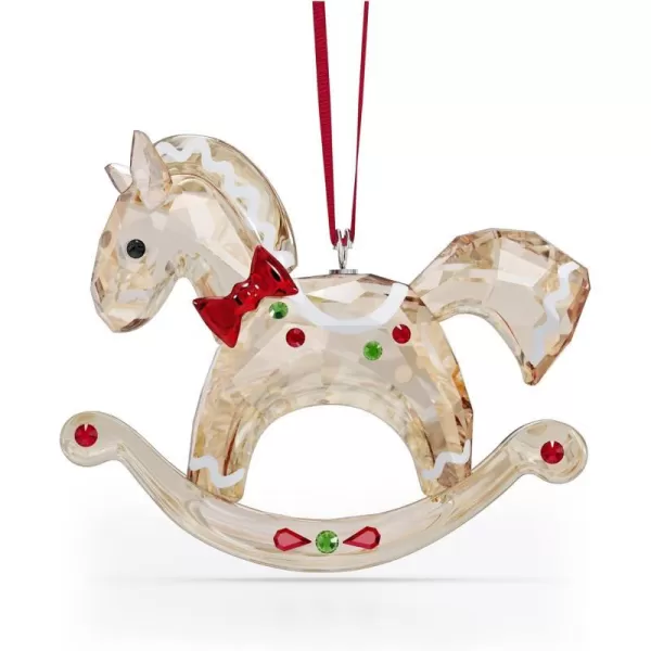 Swarovski Holiday Cheers French BulldogOrnament Gingerbread Rocking Horse