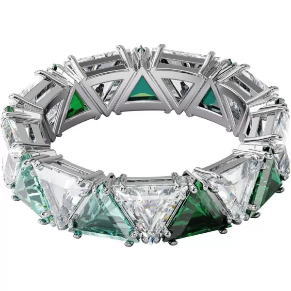 Swarovski Ortyx Ring Jewelry Collection Rhodium Finish Green Crystals Clear CrystalsUS 5EU 50