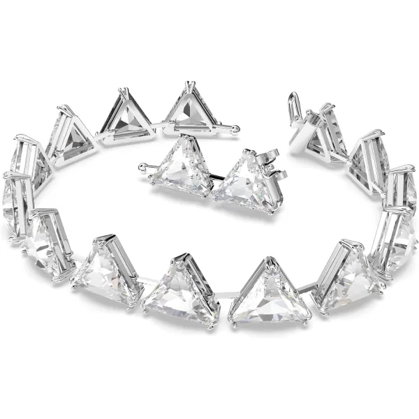 SWAROVSKI Ortyx Earrings and Bracelet Crystal Jewelry Collection Clear Crystals Rhodium FinishTriangle Cut Crystal Bracelet