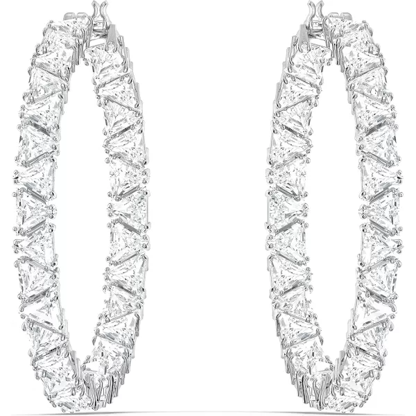 SWAROVSKI Ortyx Earrings and Bracelet Crystal Jewelry Collection Clear Crystals Rhodium FinishTriangle Hoop Earrings