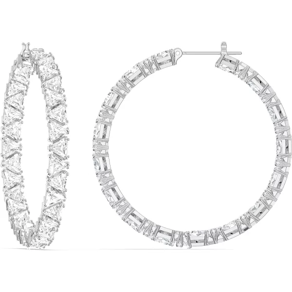 SWAROVSKI Ortyx Earrings and Bracelet Crystal Jewelry Collection Clear Crystals Rhodium FinishTriangle Hoop Earrings