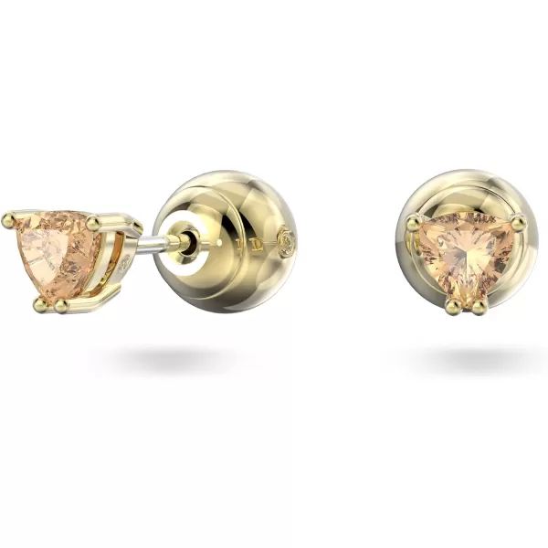 SWAROVSKI Stilla Stud Earrings Collection Amber Blue and Pink Stones in Multiple Metal FinishesOrange Stud Earrings