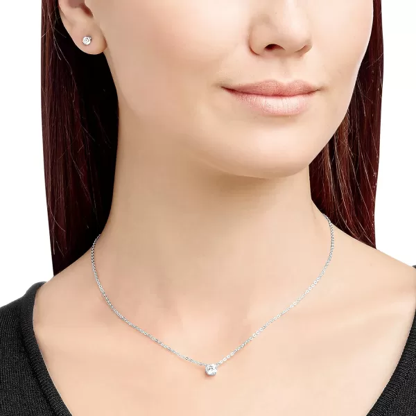 Swarovski Crystal Jewelry Set Collection featuring Necklaces and EarringsRhodium Finish Clear Crystal