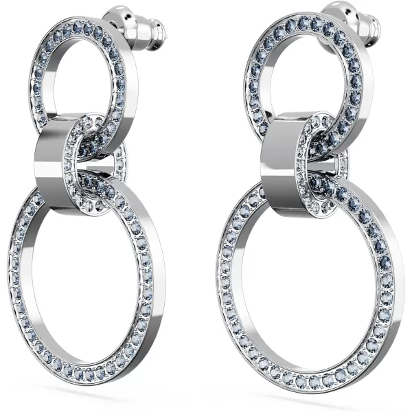 Swarovski Hollow Collection Hoop EarringsBlue  Rhodium Finish