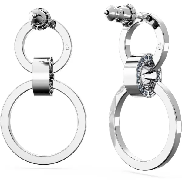 Swarovski Hollow Collection Hoop EarringsBlue  Rhodium Finish