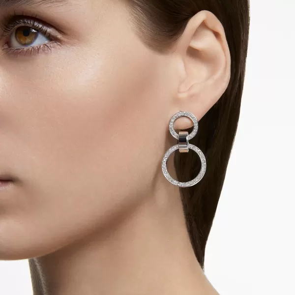 Swarovski Hollow Collection Hoop EarringsWhite  Rhodium Finish