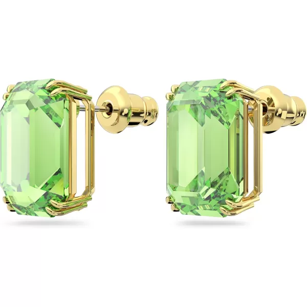 Swarovski Millenia Stud Earrings Octagon Cut Green Crystal Goldtone FinishSwarovski Millenia Stud Earrings Octagon Cut Green Crystal Goldtone Finish