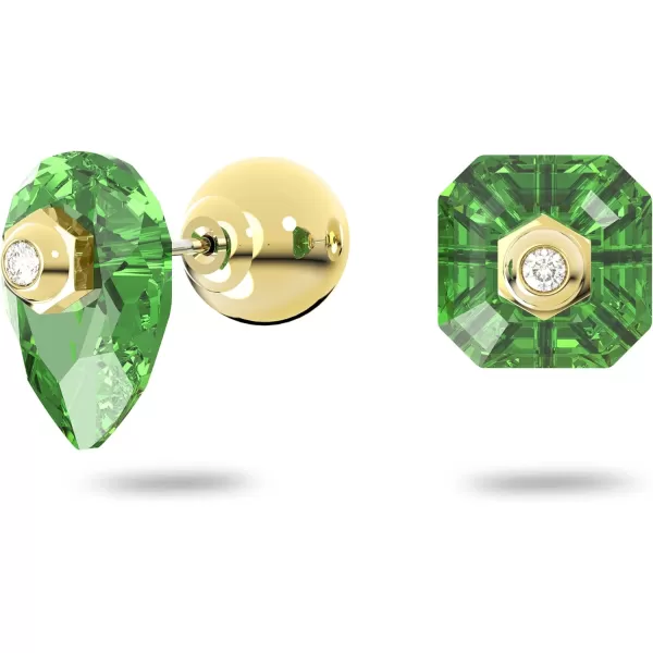 Swarovski Numina Earring Jewelry Collection Gold Tone Finish Green Crystals Clear CrystalsStud Earrings