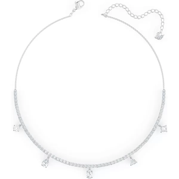 Swarovski Tennis Deluxe Jewelry Collection Rhodium amp Rose Gold Tone Finish Clear CrystalsChoker Necklace  Rhodium Tone