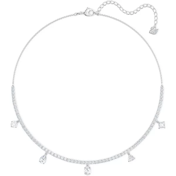 Swarovski Tennis Deluxe Jewelry Collection Rhodium amp Rose Gold Tone Finish Clear CrystalsChoker Necklace  Rhodium Tone