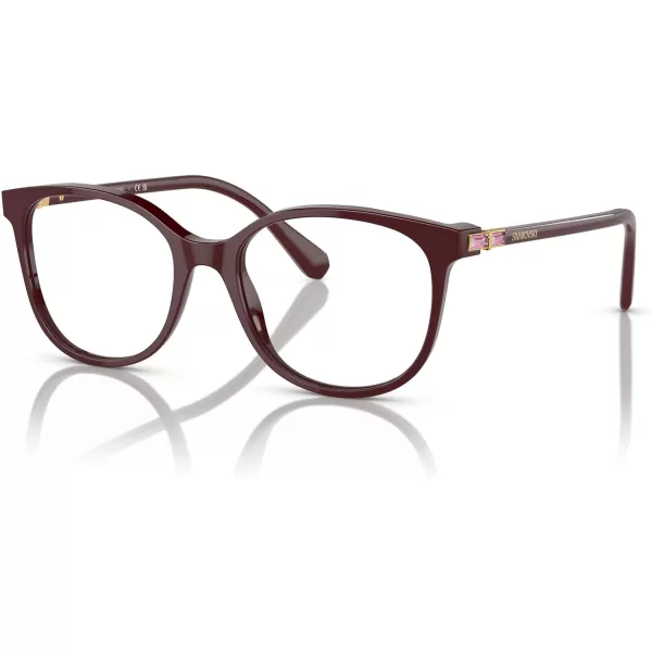 Swarovski Womens Sk2002f Low Bridge Fit Square Prescription Eyewear FramesSolid BurgundyDemo Lens