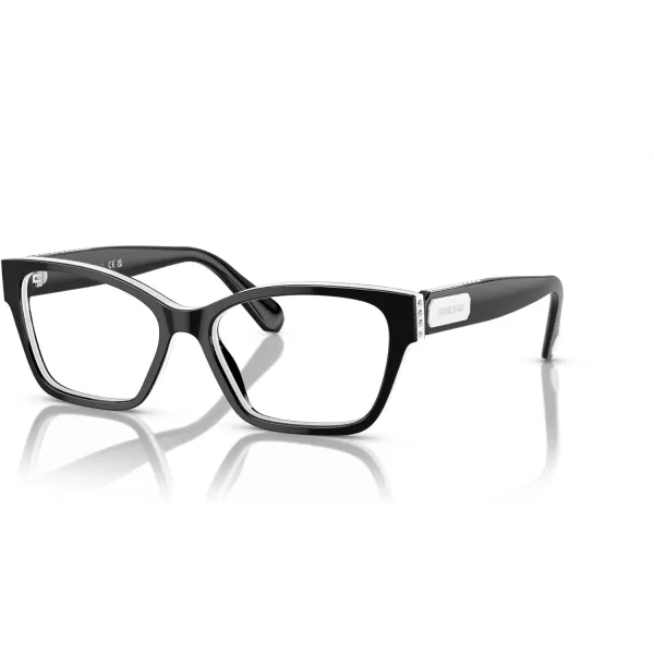 Swarovski Womens Sk2013 Rectangular Prescription Eyewear FramesBlackWhiteDemo Lens