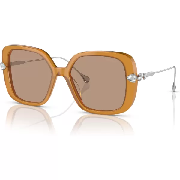 Swarovski Womens Sk6011 Square SunglassesTransparent Amber BrownLight Brown